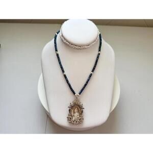 Picture Frame Pendant Necklace. Ornate Detail. Handmade Faceted Necklace.OOAK